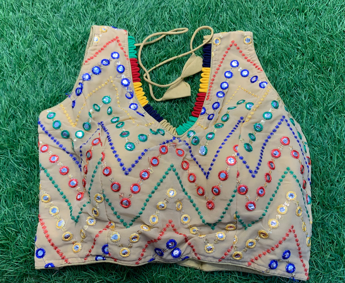Golden multicolour mirror work blouse π