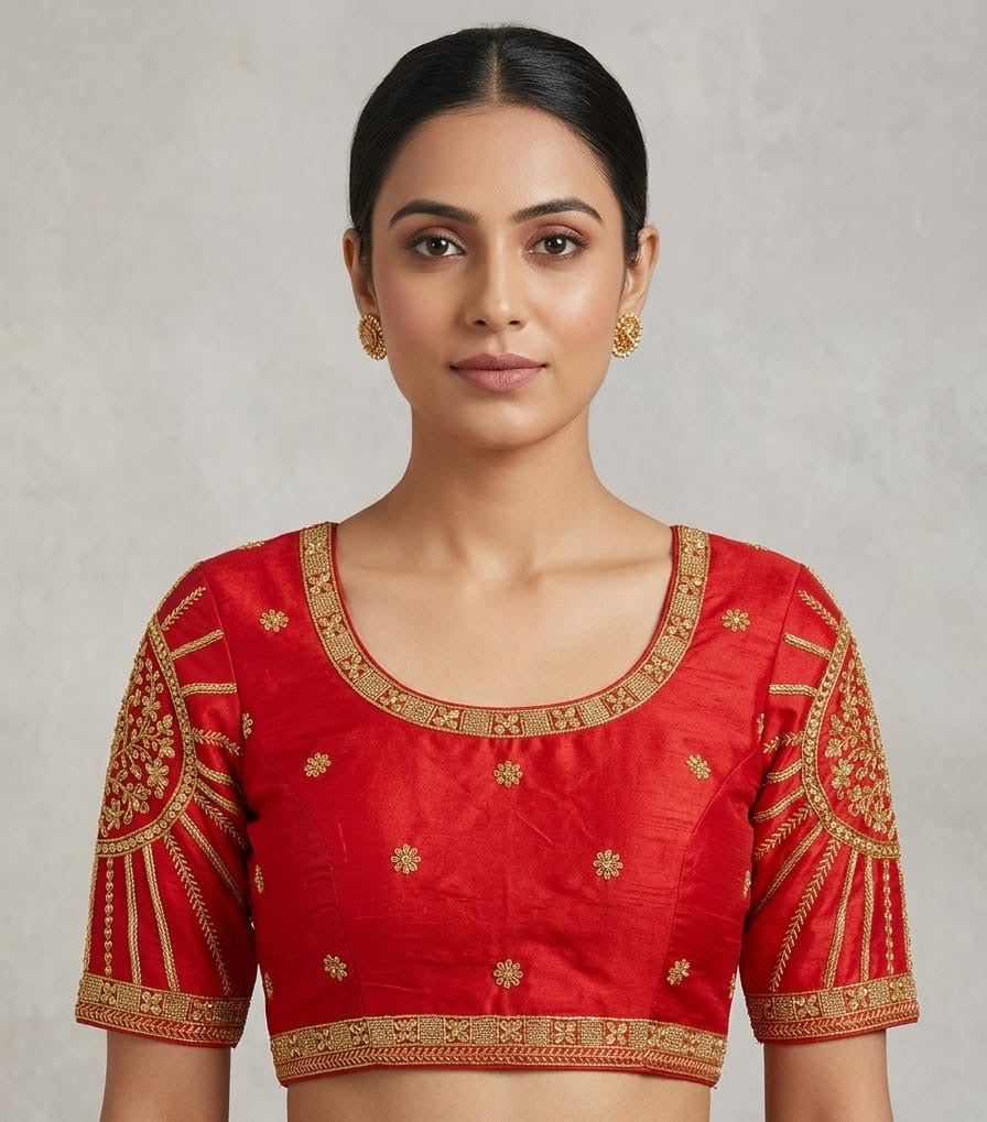 Embroidery hand work Blouse 👚 with hands red colour