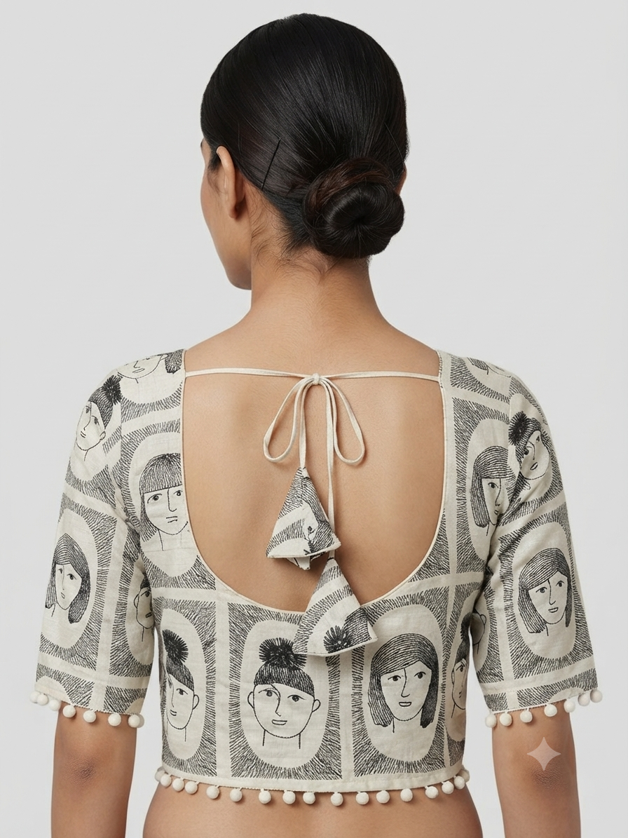 paneled face print cotton Blouse 👚 with sleeves