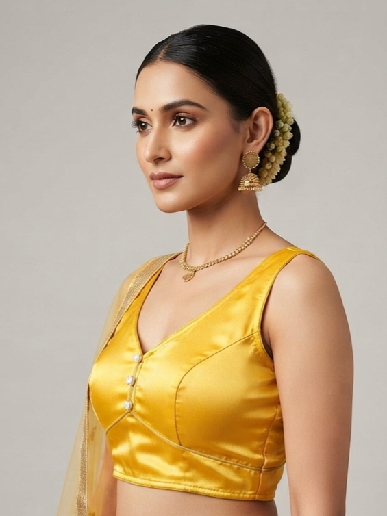 Plain Yellow Sleeveless Ready-to-Wear Blouse