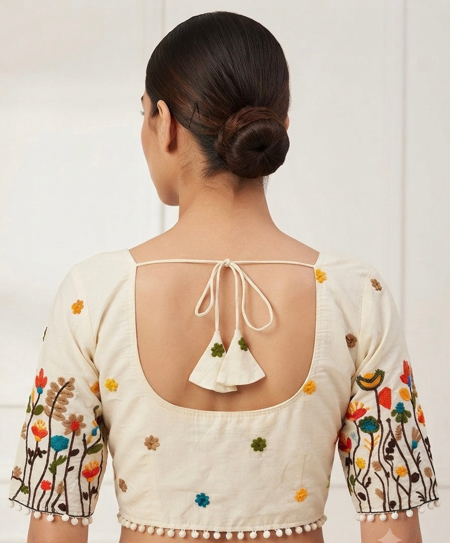 Designer thread work cotton Blouse 👚 with sleeves