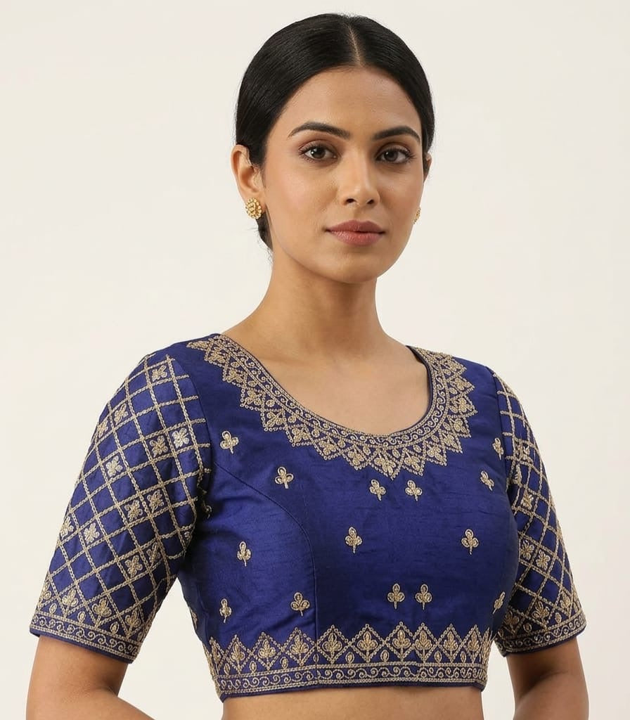 Embroidery hand work Blouse 👚 navy blue with hands