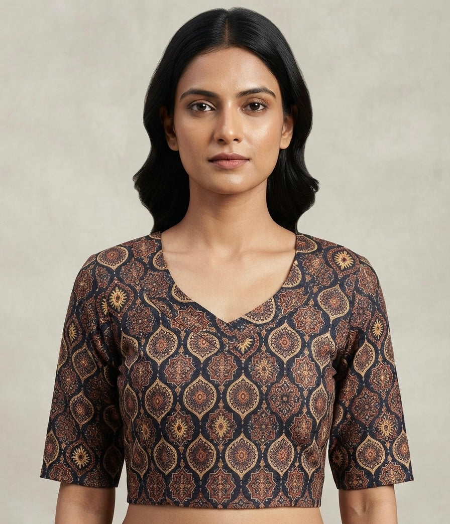 Black kalamkari stretchable Blouse 👚