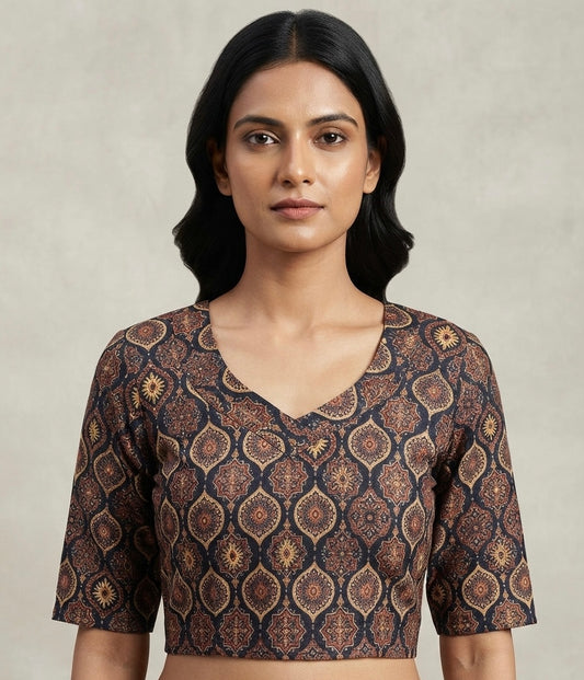 Black kalamkari stretchable Blouse 👚