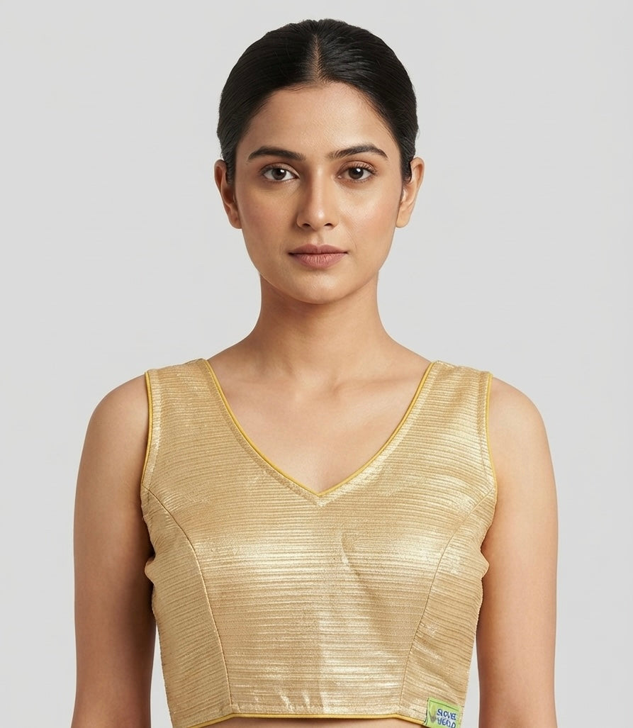 Shimmer fancy V- neck Blouse 👚 with short hands ✨