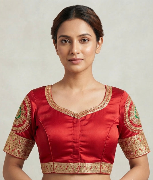 Red Embroidery hands work Blouse 👚