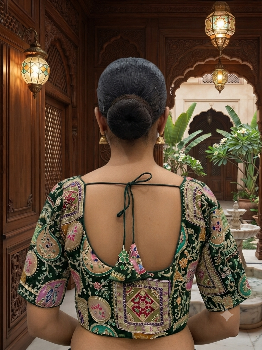 Designer patchwork Blouse 👚 lives green with sleeves 🌸