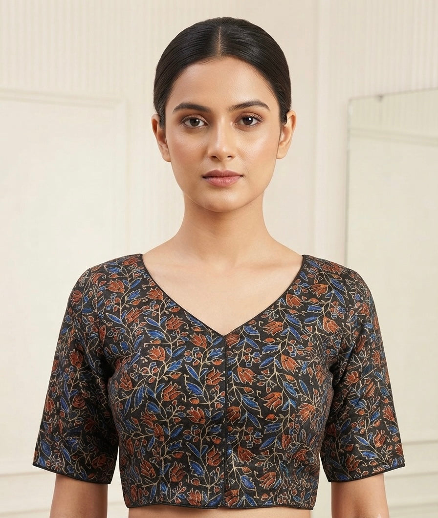 Floral Print V-Neck Blouse 👚 with s