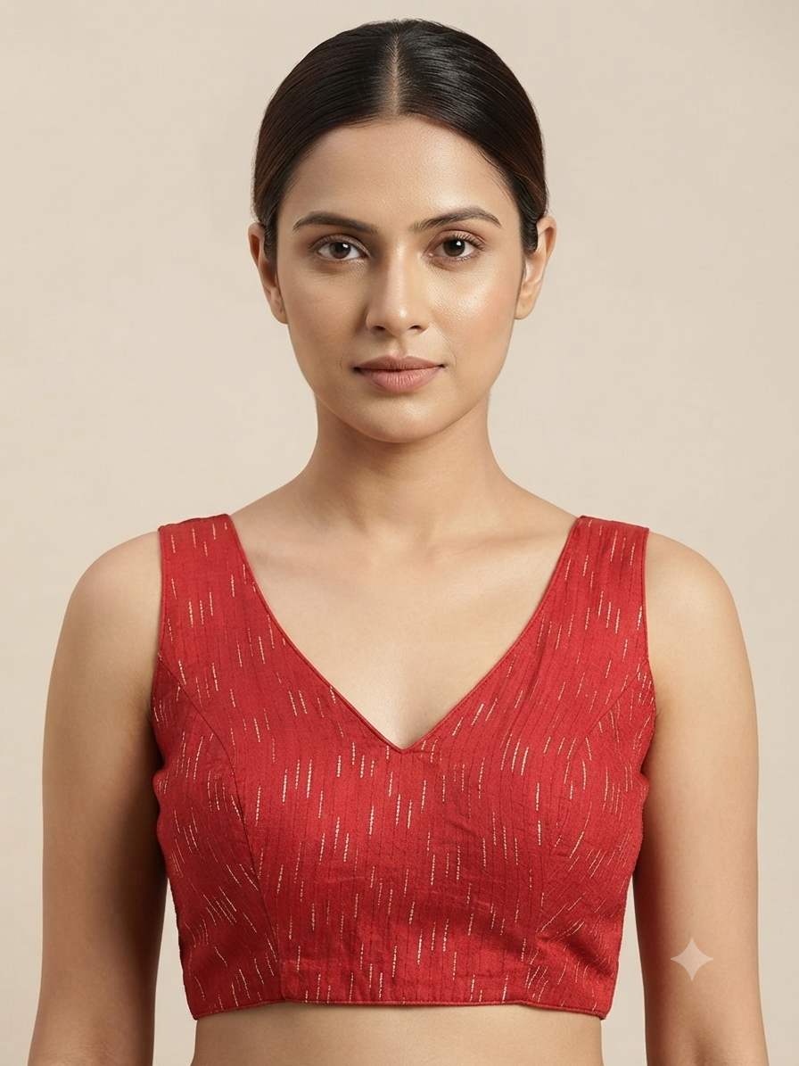 Red golden line Blouse 👚 with hands