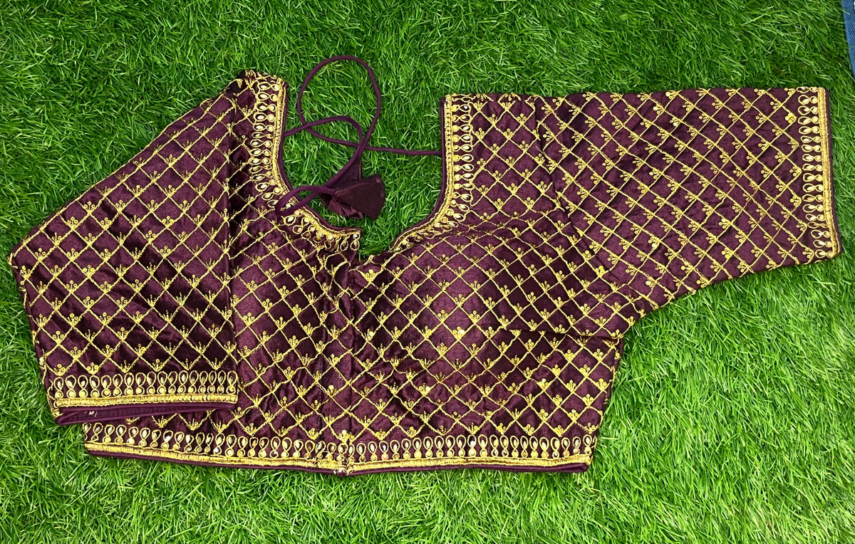 Wine colour work blouse