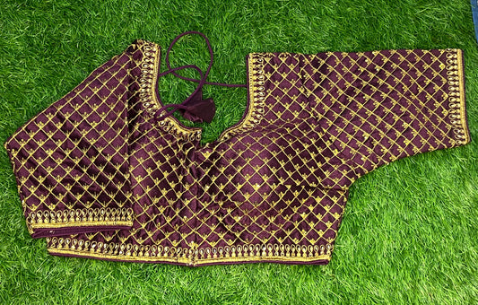 Wine colour work blouse