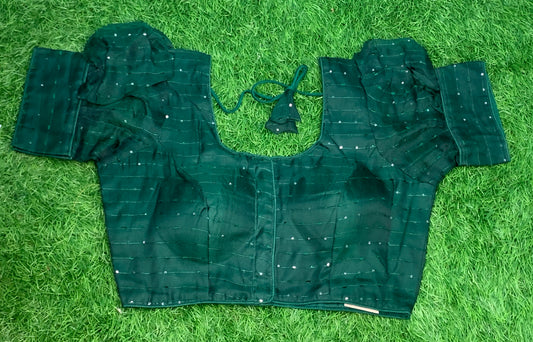 Puff green sequence blouse