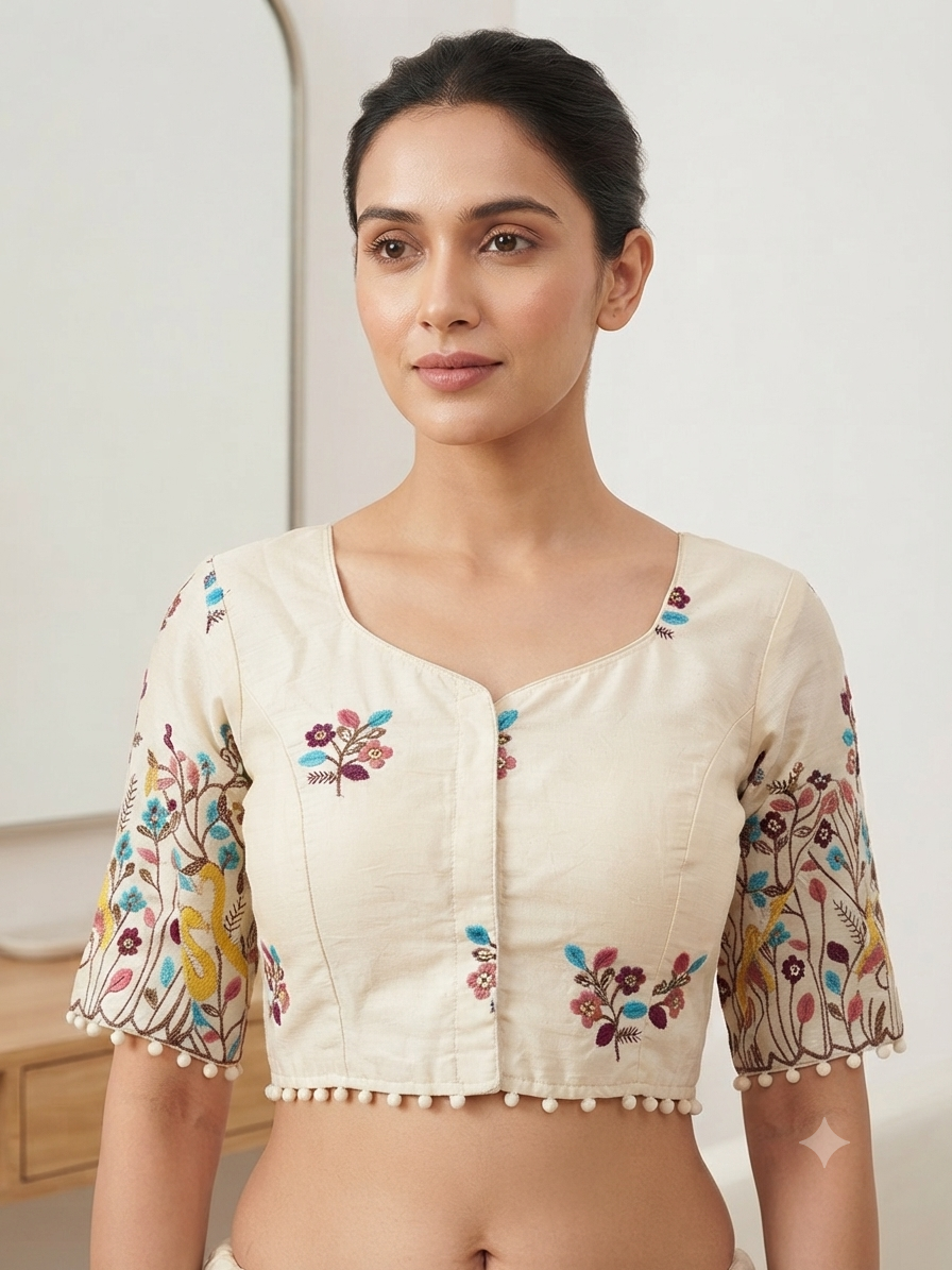 Fancy flower 🌼 cotton Blouse 👚 with sleeves