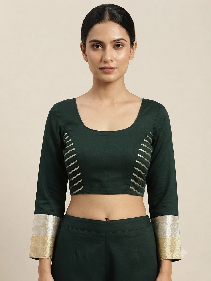 Navratri gota patti full hands Blouse 👚 bottle green ✨