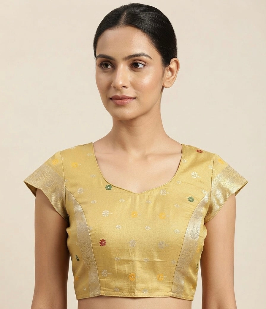 Banaras Blouse 👚 with mega hands yellow colour