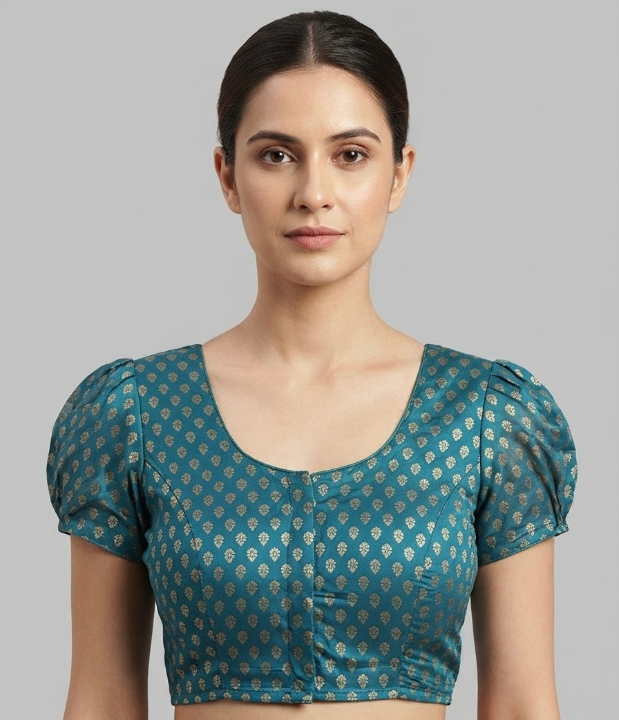 Printed puff hands Blouse 👚 Rama blue