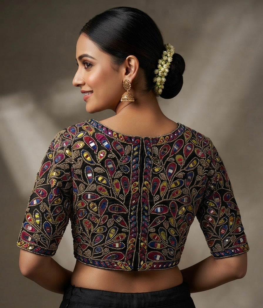Premium multicolour kardana work mirror work blouse 👚