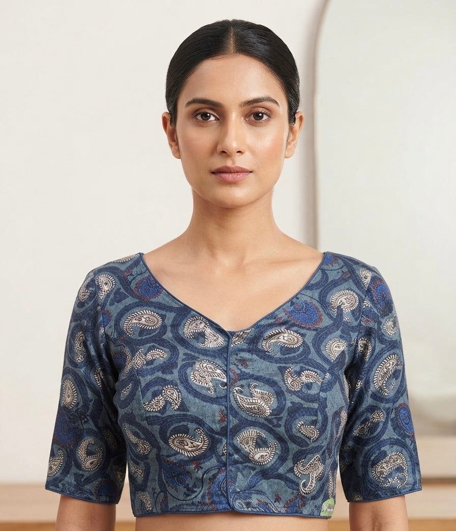 Digital Kalamkari printed Blouse 👚 with sleeves