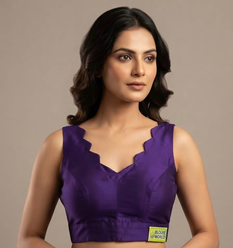 Pure Silk Elegance beautiful V- cut neck with elbow hands 🌸 (36 size ￼