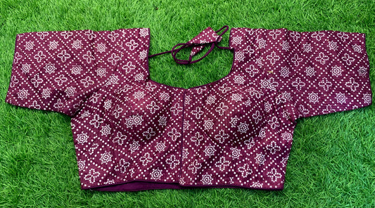 Purple white print fancy blouse 👚