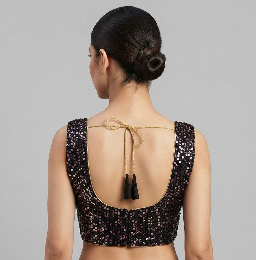 Sequence work Blouse 👚 sleeveless black colour