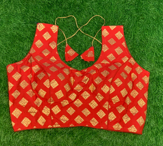 Red brocade with hands
