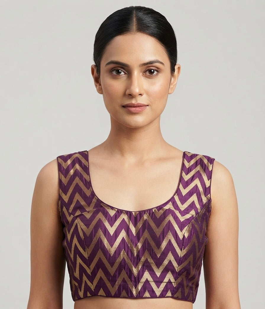 Zigzag purple sleeveless Blouse 👚