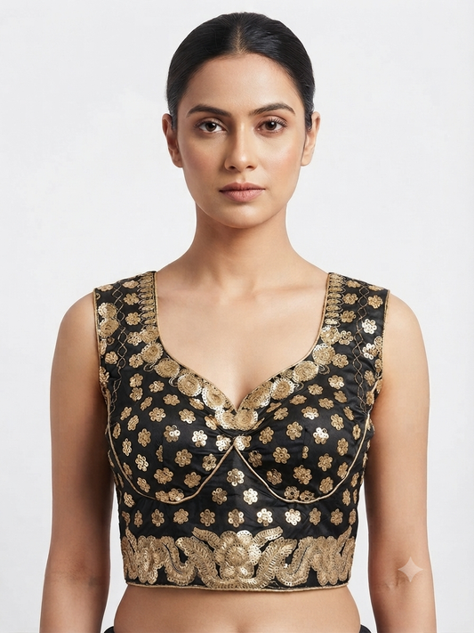 Black gold sequins work blouse 👚