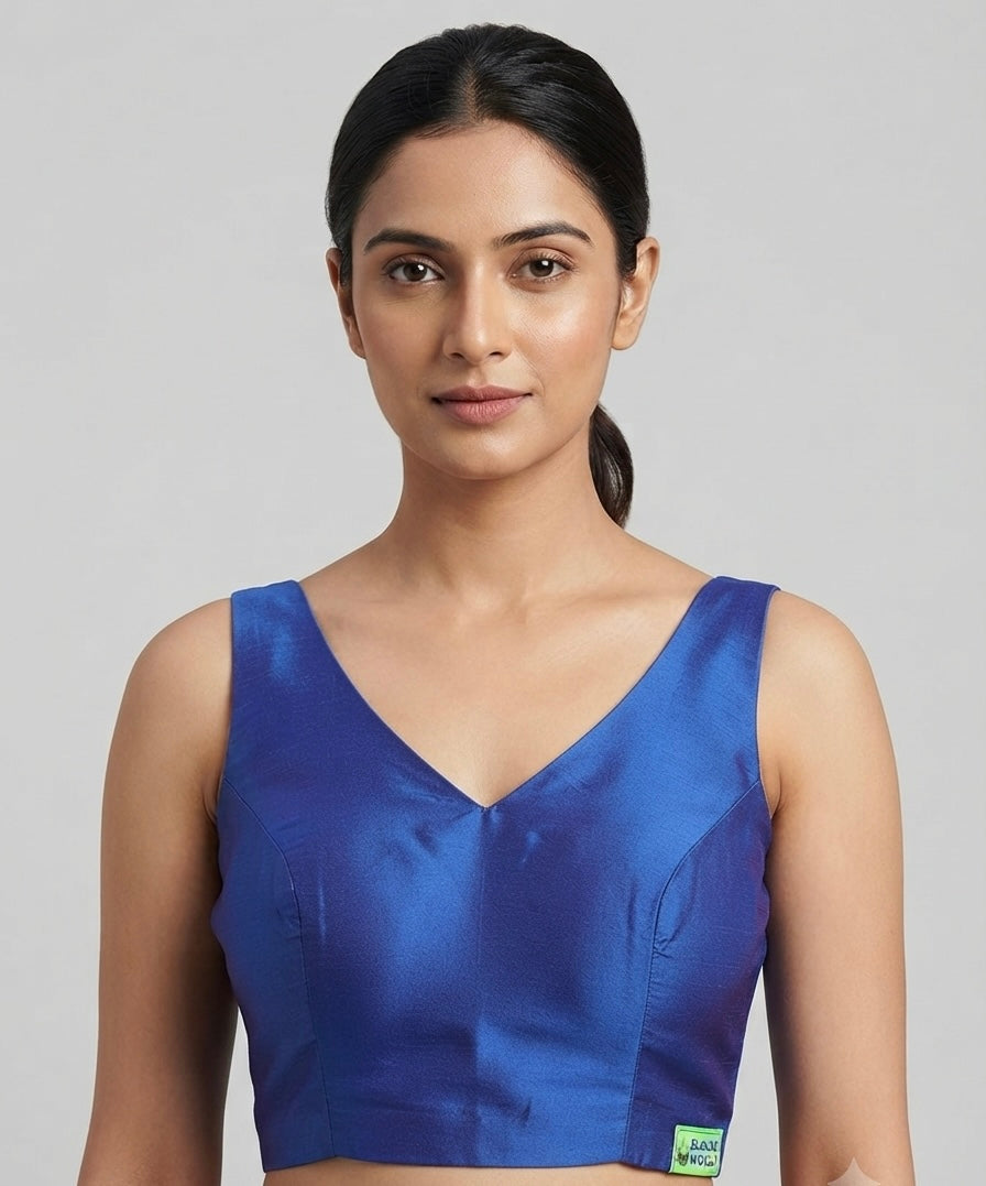 Fancy V-neck plain Blouse 👚 sleeveless-(36 size