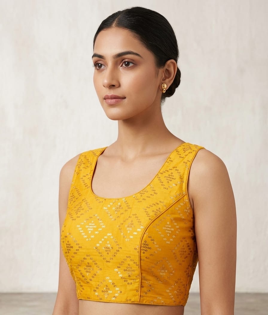 Sequin work yellow Blouse 👚 with hands