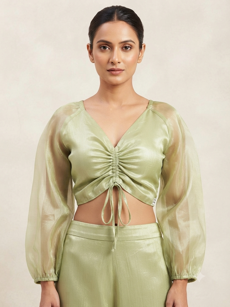 Tissue Glam Blouse 👚 full puff hands 🌸
