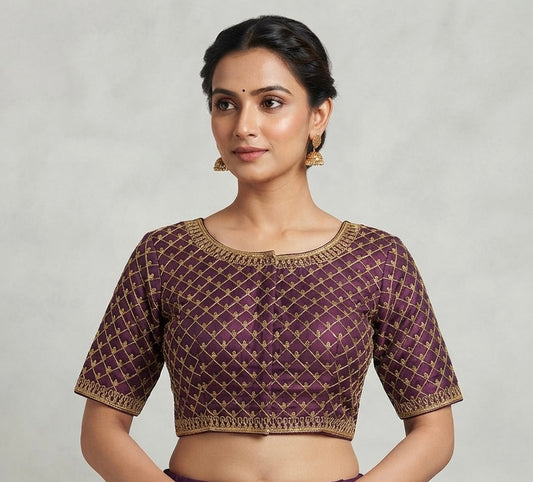 Purple embroidery work Blouse 👚 with hands