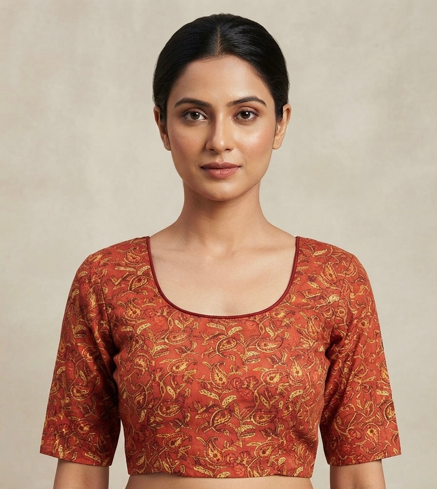 Kalamkari stretchable Blouse 👚 red colour 🌺