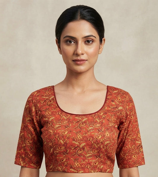 Kalamkari stretchable Blouse 👚 red colour 🌺