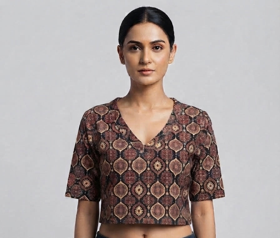 Kalamkari stretchable Blouse 👚black colour