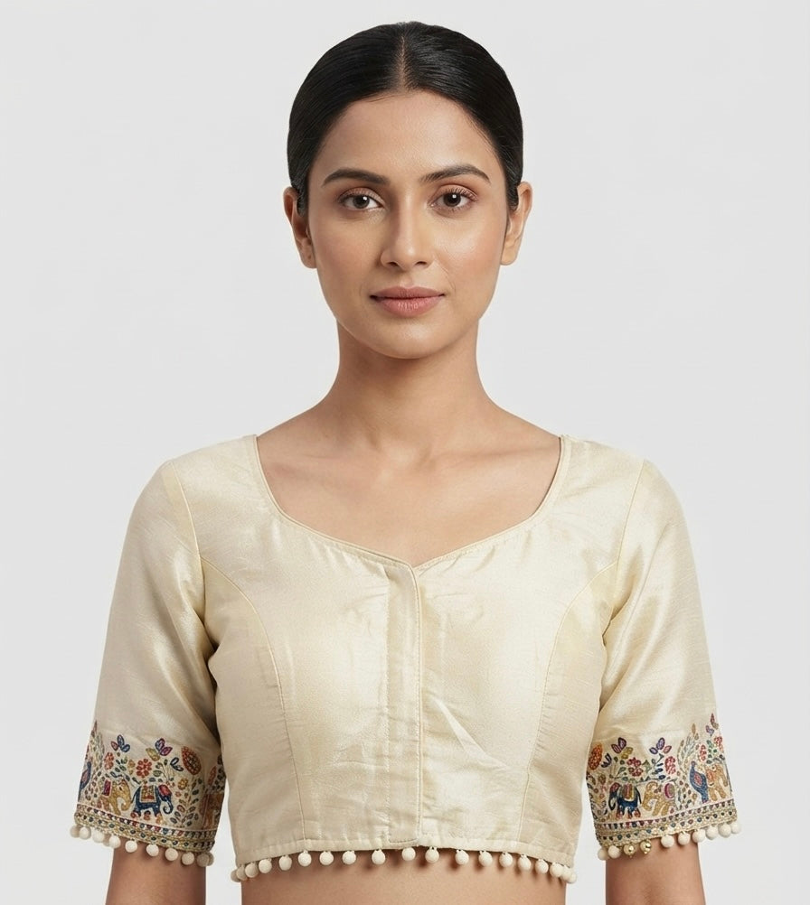Tissue elephant 🐘 thread hand work Blouse 👚 with sleeves