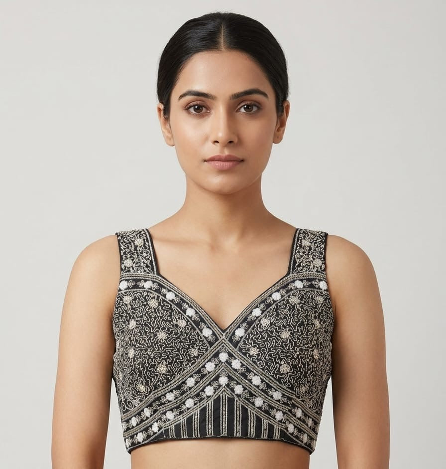 Black thread work Blouse 👚 with hands