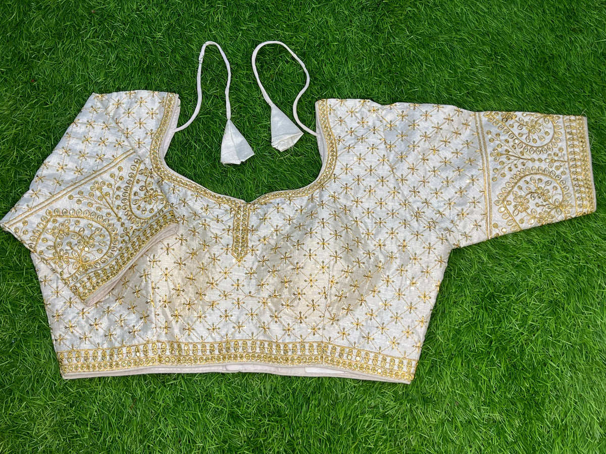 White golden work blouse