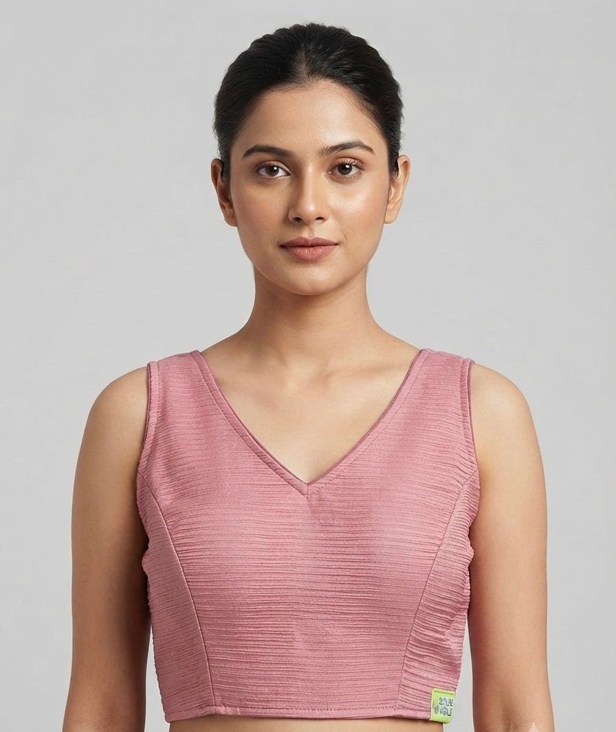 Shimmer fancy V- neck Blouse 👚 with short hands ✨