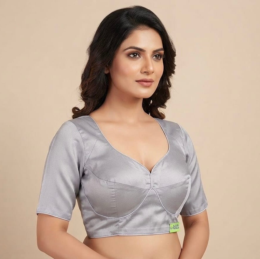 Rich Silk Plain Blouse 👚 with elbow hands (36 size