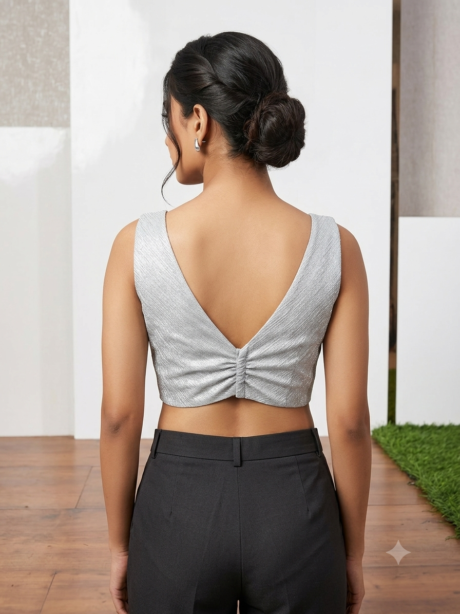 Silver sleeveless fancy blouse 👚
