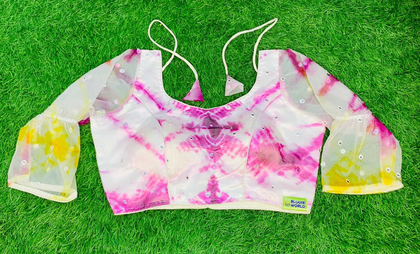 Pink fancy shibori blouse