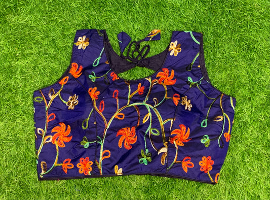 Navy blue flower blouse with hands