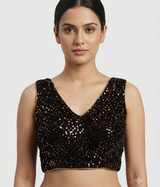 Sequin work black sleeveless Blouse 👚
