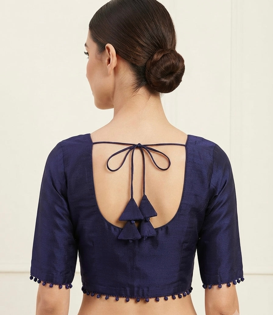 Fancy Blouse navy blue with sleeves