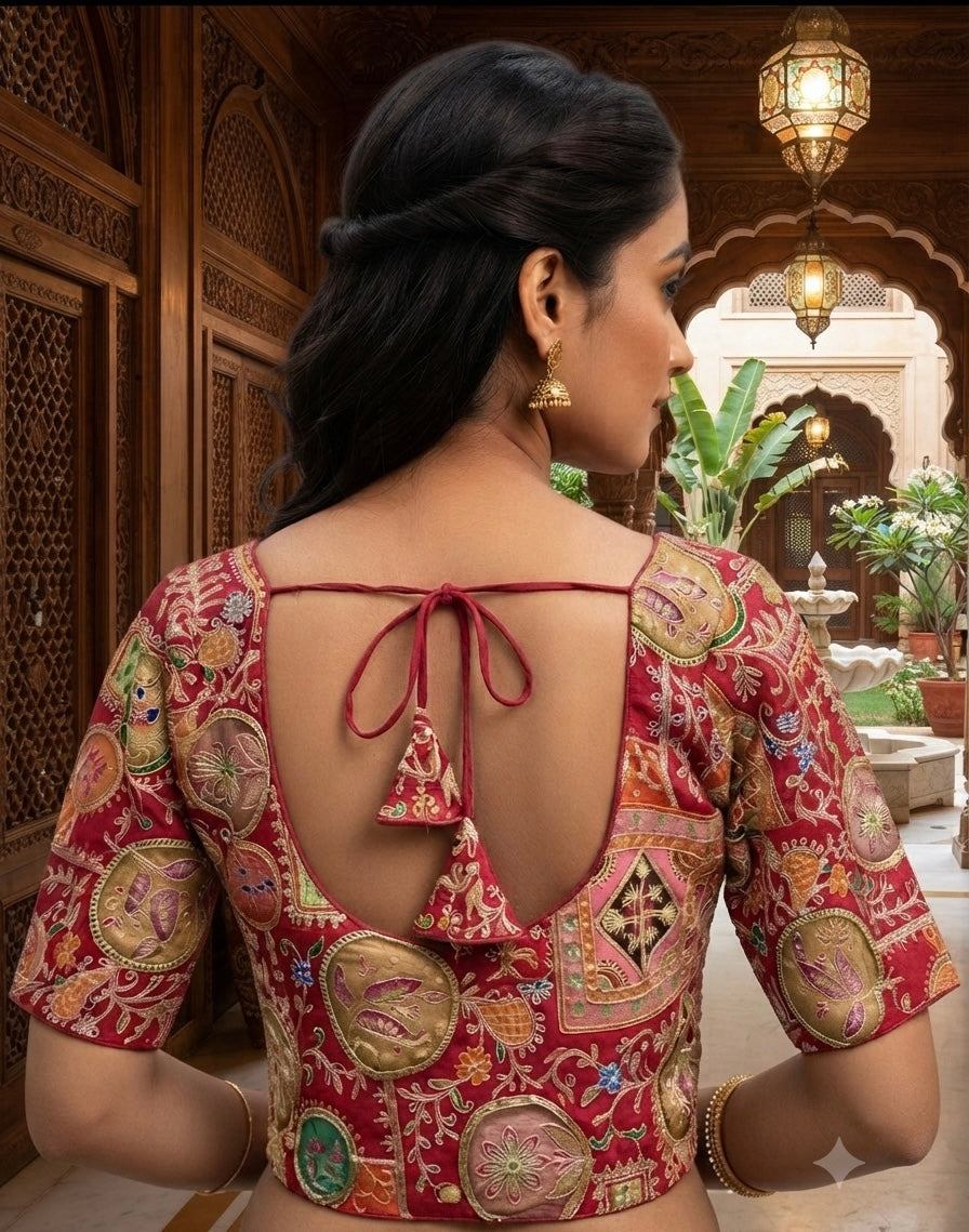 Embroidery patchwork Blouse 👚 pink with sleeves