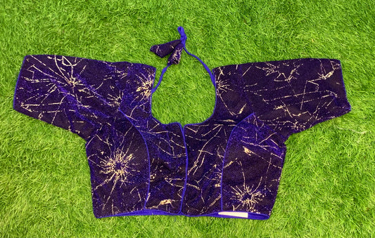 Royal blue golden designer blouse