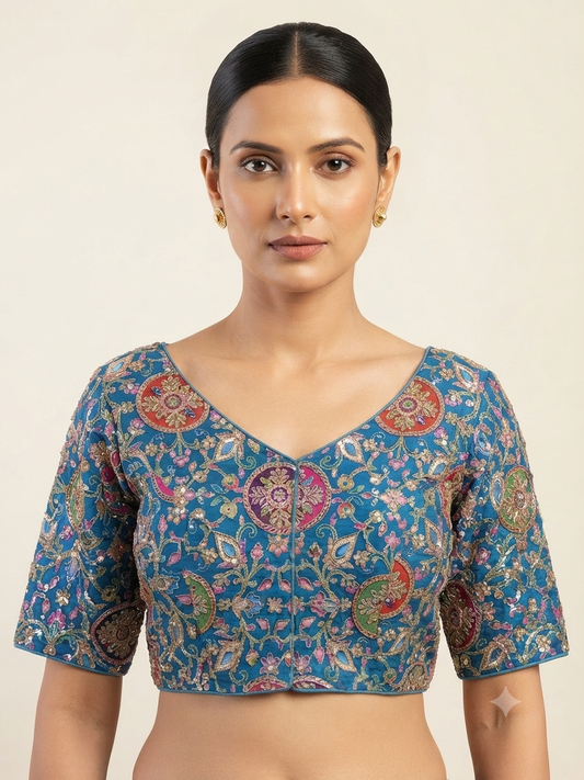 Multicolour embroidery Blouse 👚 with sleeves