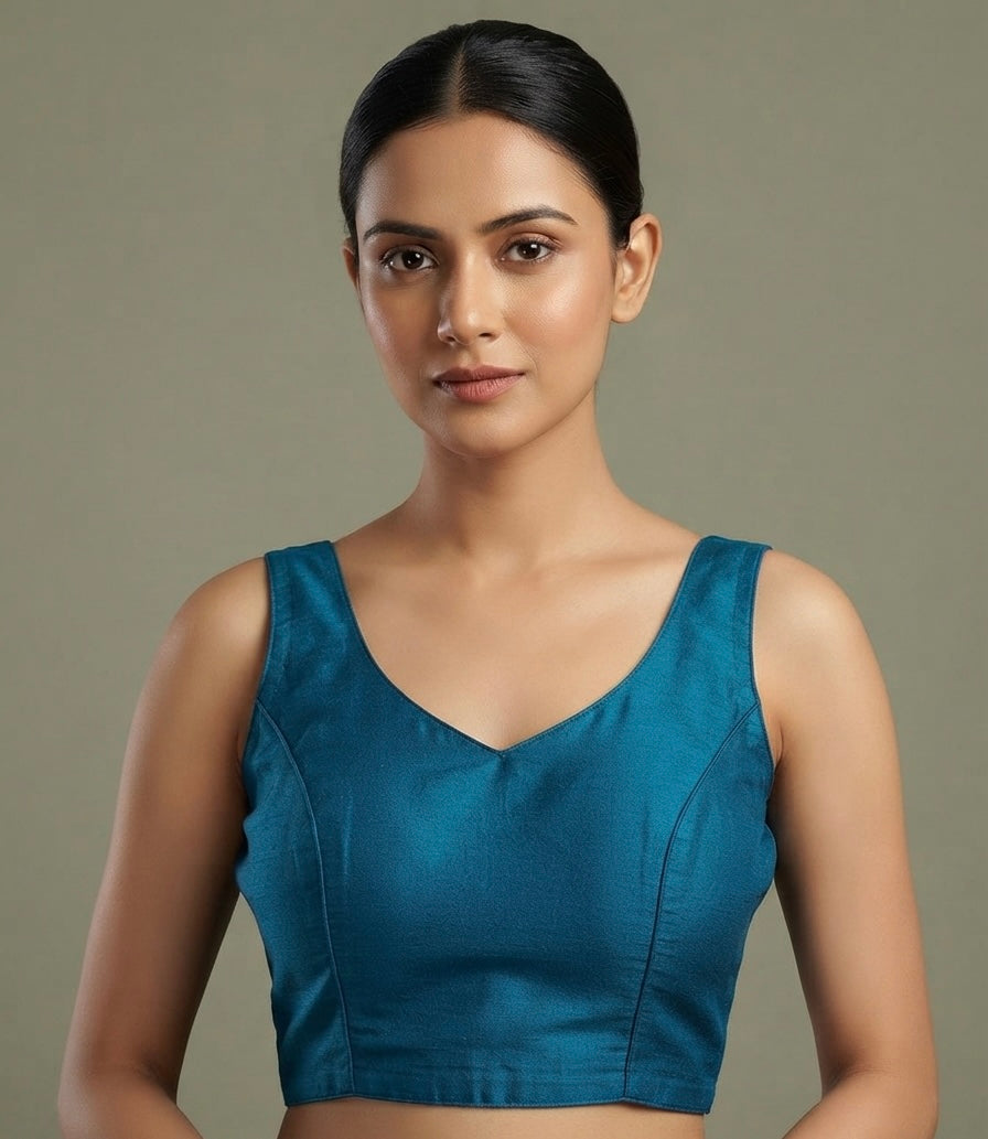 Rama blue plain Blouse 👚 with hands