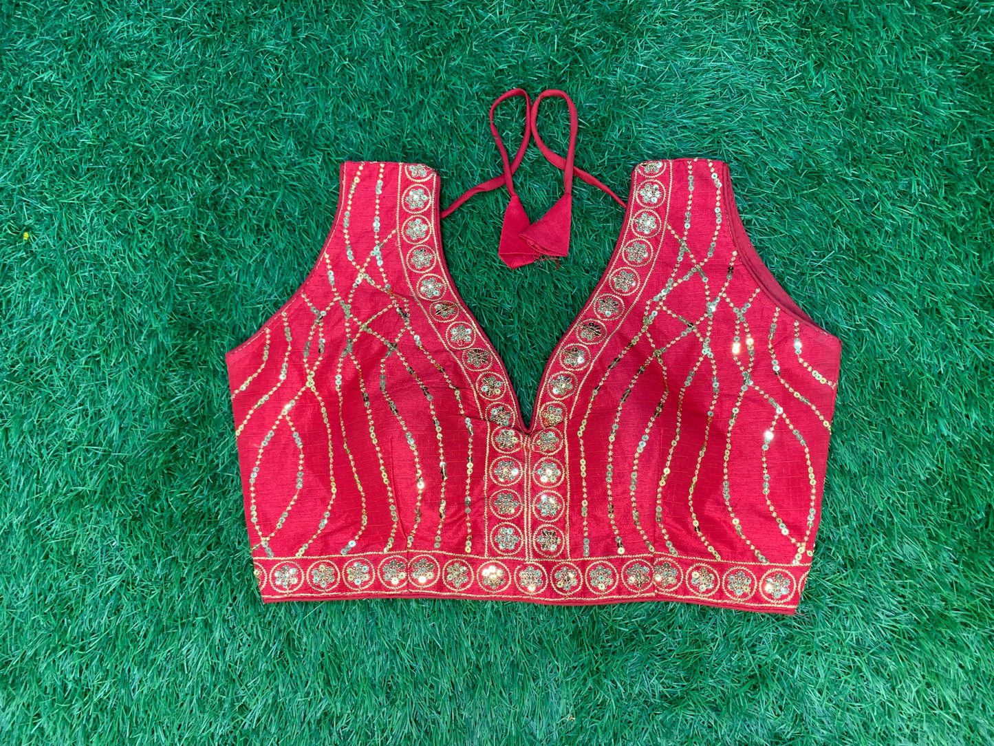 Red sequence blouse